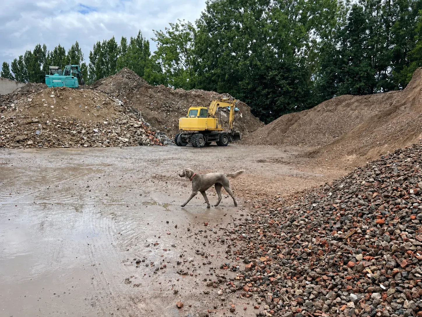 Recyclage- en grondverzetterrein tijdens milieuopvolging